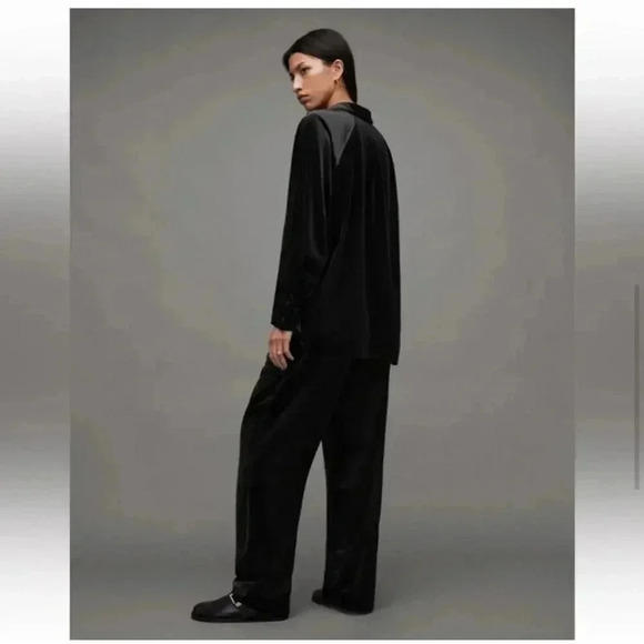 NWT All Saints Tyler Velvet Wide Leg Trouser Pants size 6 - Picture 3 of 12